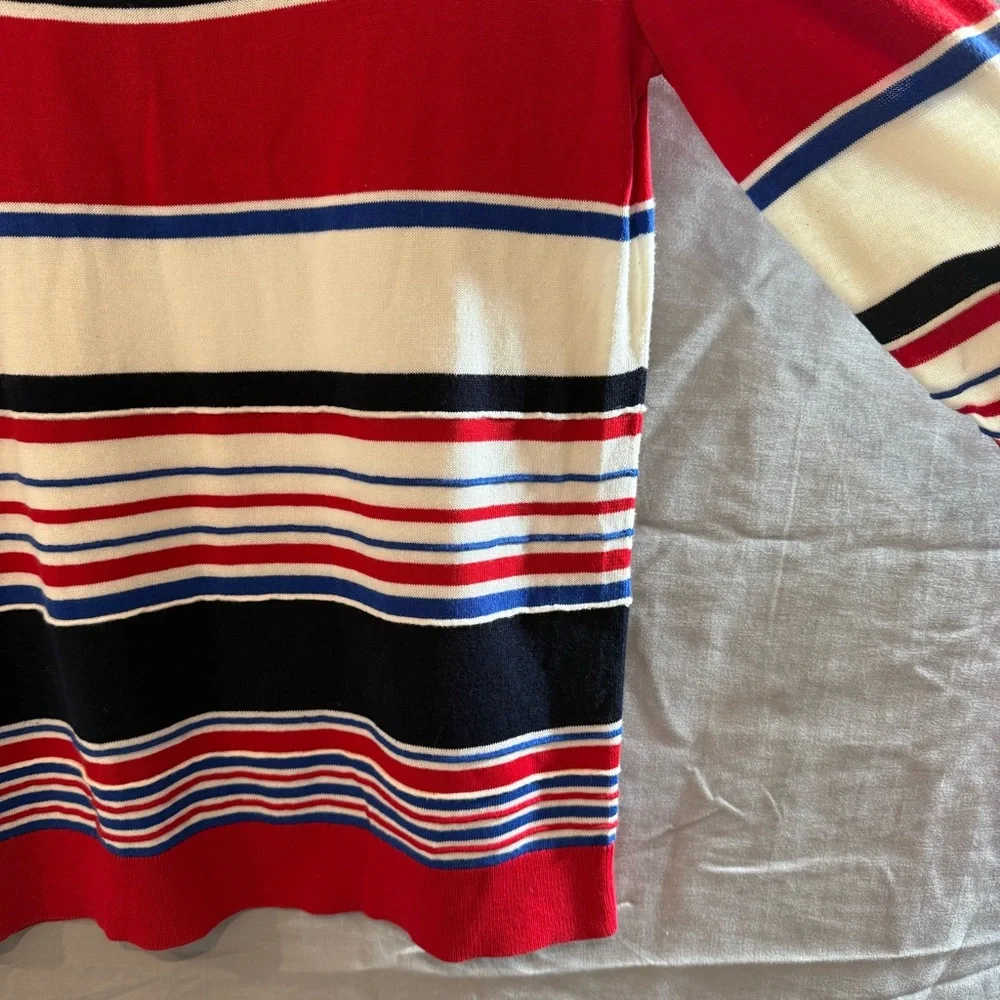 Talbots Red Blue White Striped light weight sweater womens size S Classic